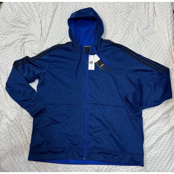 NWT Adidas Royal Blue ClimaWarm Tech Fleece Hoodie Full Zip Eh5157 Mens Sz 2XL - Picture 1 of 11